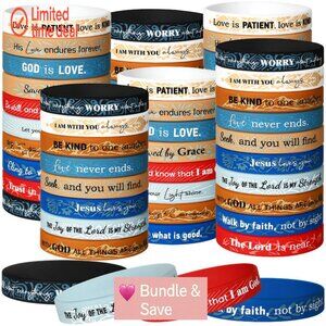 60 Silicone Bible Verse Bracelets Inspirational Christian Wristbands Bulk
